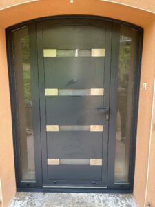 Porte Entrée Cintrée Liverdun – Alu RAL 7016 Fixes Latéraux
